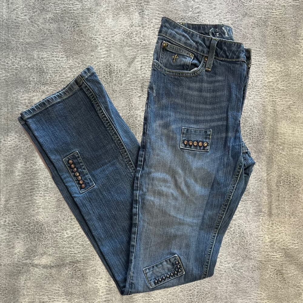 y2k studded slim denim jeans